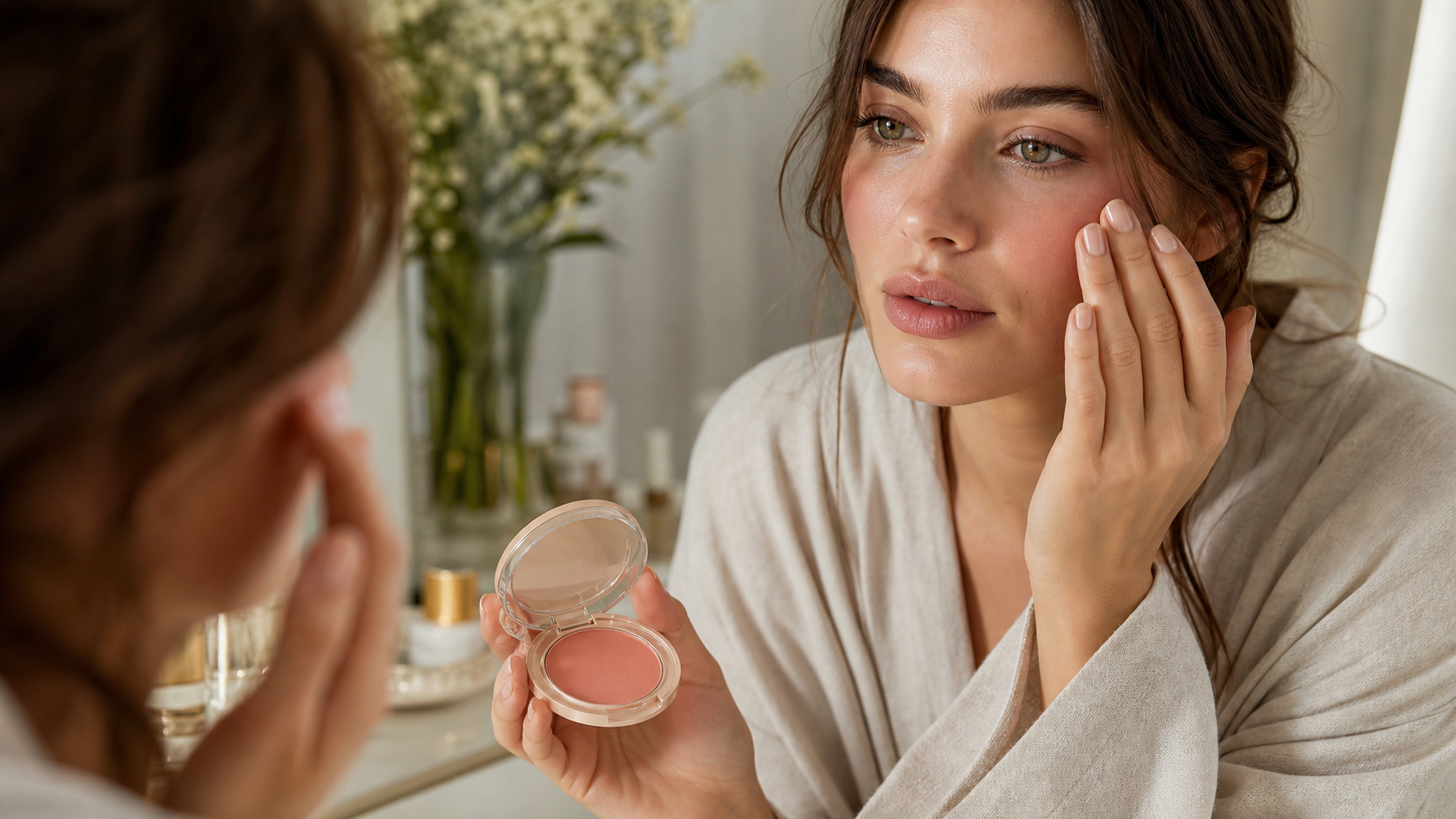 Editorial beauty scene for The Cream Blush That Made My Face Look Like It Had Plans.