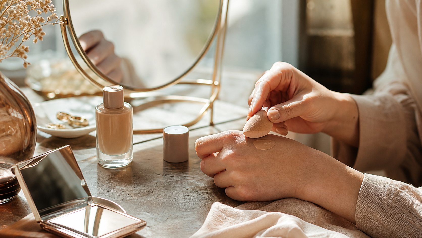 Editorial beauty scene for The Foundation That Made Me Stop Apologizing for My Real Skin.