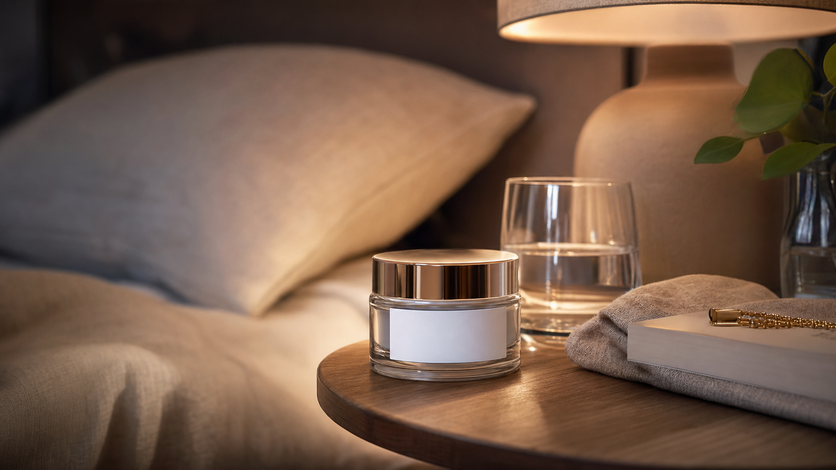 Editorial beauty scene for The Night Cream That Made My Evening Routine Feel Less Like Repair Work.