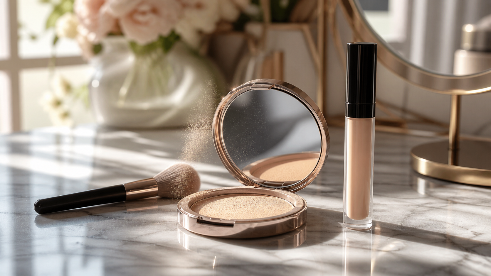 Editorial beauty scene for The Powder That Stopped My Concealer From Becoming the Story.